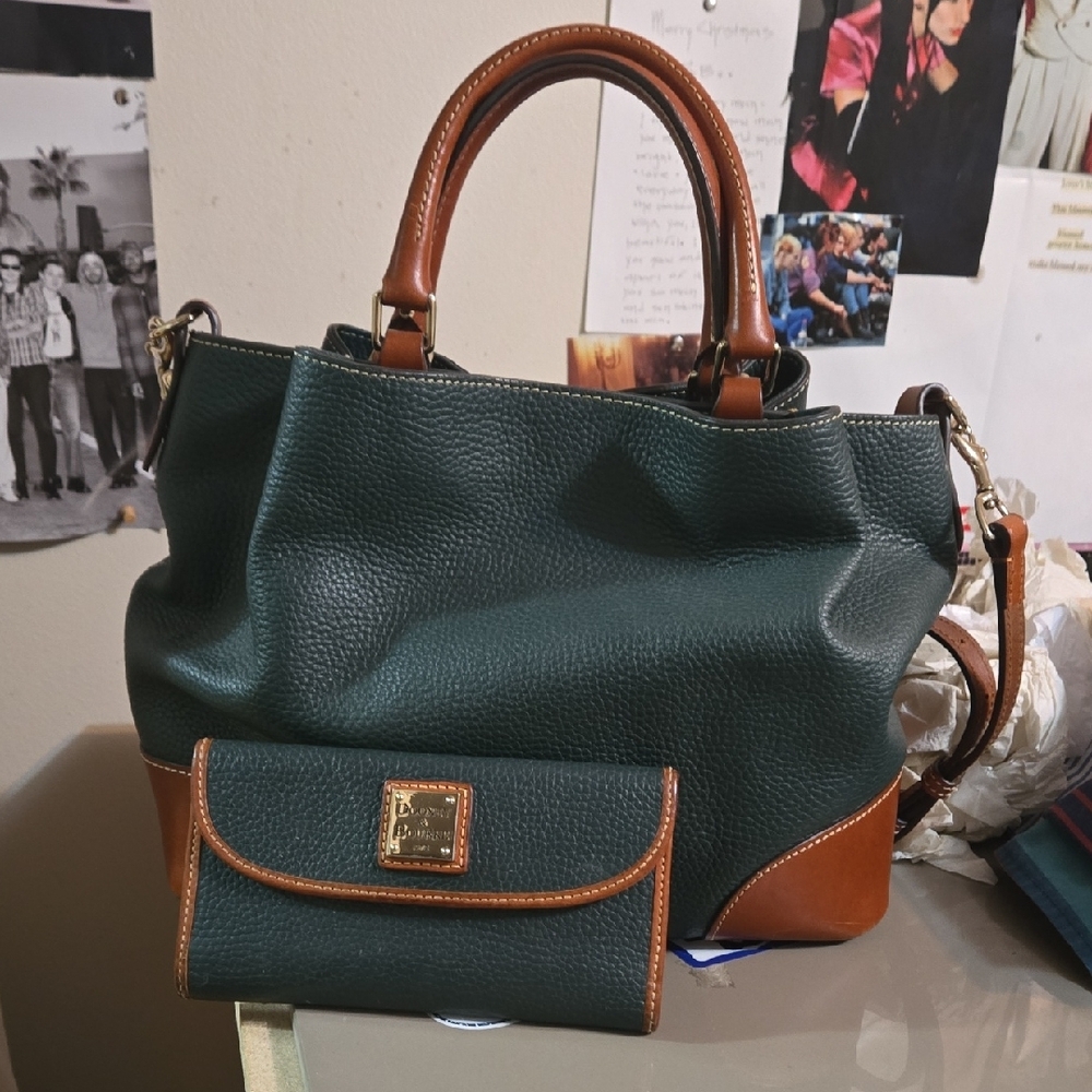 Dooney & Bourke Forest Green and Tan Satchel